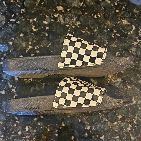 Vans Black and White Checkerboard Slide Sandals - Picture 2 of 4